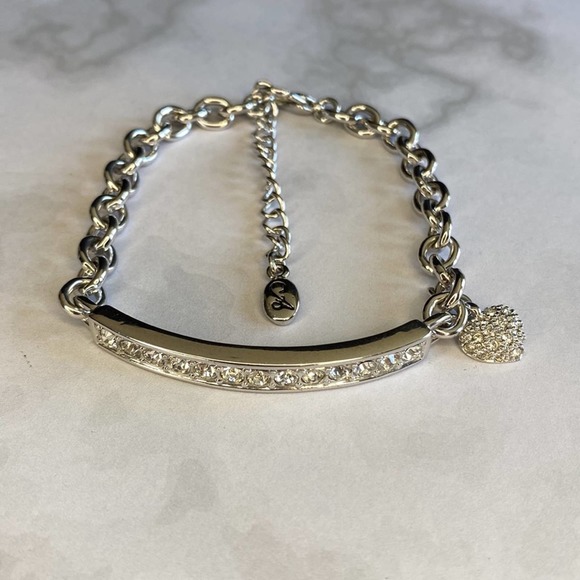 Silver & Rhinestones Heart Charm Bracelet - Picture 2 of 3